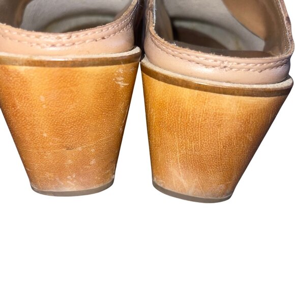 Two Lips Womens Clogs Size 7 Brown Sylvia Leather Fringed Chunky Heel Casual - Picture 4 of 12